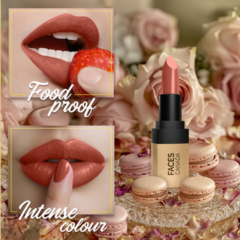 FACES CANADA Comfy Matte Velvet Touch Lipstick - Rose Macaron 09, 4.2 gm | Velvety Matte Finish | 8HR Longstay | Intense Colour | Hydrating Lips | Smooth Application | Foodproof & Crackproof