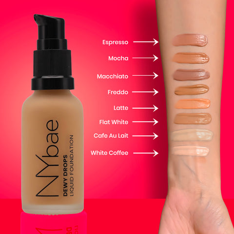 NY Bae Dewy Drops Foundation - Flat White 01 (30 ml) | Fair Skin | Cool Undertone | Full Coverage | Long Lasting | Non-Transfer