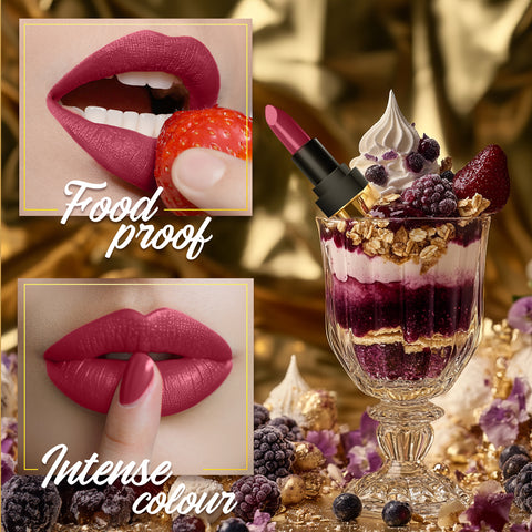 FACES CANADA Comfy Matte Velvet Touch Lipstick - Acai Parfait 12, 4.2 gm | Velvety Matte Finish | 8HR Longstay | Intense Colour | Hydrating Lips | Smooth Application | Foodproof & Crackproof