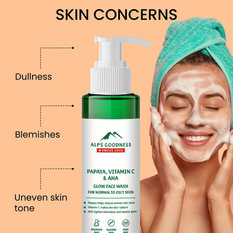 Alps Goodness Vitamin C Glow Face Wash for Normal to Oily Skin with Papaya & AHA (100 ml)