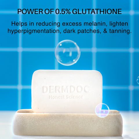 DERMDOC 0.5% Glutathione Cleansing Soap Bar (75 gm) | Soap Free Formula | Sensitive Skin Friendly | Skin Brightening | Gentle & Non-Drying