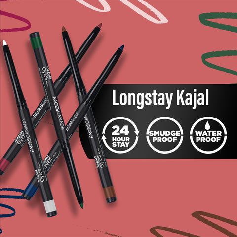 FACES CANADA Magneteyes Color Kajal - White Serenity, 0.30 gm | Highly Pigmented Kohl | 12HR Long Stay | Single Stroke Glide | Waterproof & Smudgeproof | Almond Oil Enriched