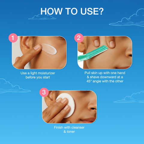 Good Vibes Glow Wand Facial Razor Pack of 4 for Women | Instant & Painless Hair Removal | Shaving for Upper Lip Chin Sideburns & Eyebrows | Smooth Hair-Free Skin | Dermaplaning & Exfoliation | Gentle & Slip-Proof | Suitable for Sensitive Skin