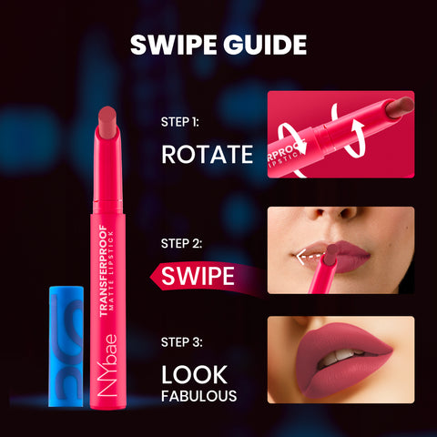 NY Bae Transfer-proof Matte Crayon Lipstick – Darling 02 - 2 gm Creamy & Moisturizing | Vitamin E | Feather Light Texture | 12 shades for all Indian skin tones | Smudge Proof | Retractable Easy to Use | Smooth Application | 8 hrs+ Long Lasting