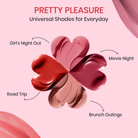 NY Bae 4 IN 1 Lip Play Liquid Lipstick - Pretty Pleasure (4 ml) | Matte Lips | Super Pigmented | Multi-Use | Pink & Brown Shades | Travel Kit