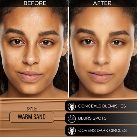 FACES CANADA All Day Hydra Matte Foundation - Mini | 3-in-1 Foundation + Moisturizer + SPF 30 | 24 HR Aloe Hydration & Vitamin C | 10HR Long Wear | Medium to High Buildable Coverage | Warm Sand | 18 ml