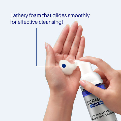 DERMDOC by Purplle 1% Glycolic Acid & 0.5% Salicylic Acid Gentle Foaming Face Wash (80 ml) | foaming face wash for oily acne-prone skin | AHA BHA glow face wash | glowing & fair skin