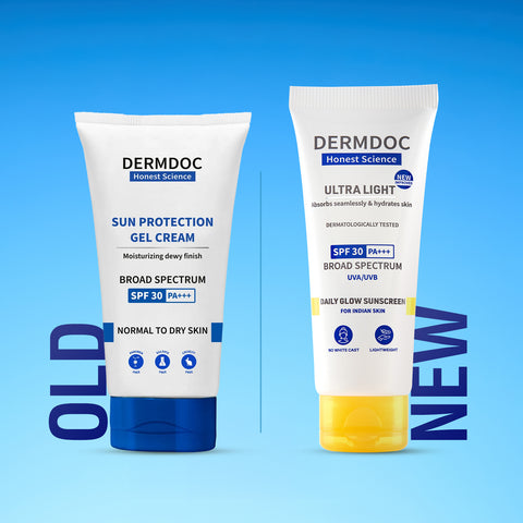 DERMDOC SPF 30 Ultra Light Daily Glow Sunscreen (50 gm) | PA+++ | Sunblock | Lightweight | Non-Greasy | 0 White Cast | Non-Comedogenic
