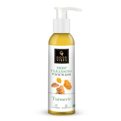 Good Vibes Turmeric Deep Cleansing Face Wash | Hydrating, Moisturizing, Brightening | No Parabens, No Mineral Oil, No Animal Testing (120 ml)