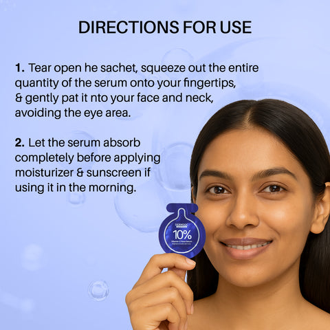 DERMDOC 10% Vitamin C Face Serum Glow Pods (Pack of 20 * 0.5 ml Each) (10 ml) | Potent Face Serum Sachets | Travel-Friendly | Brightening | Fights Dark Spots Pigmentation & Dull Skin | Serum For Acne