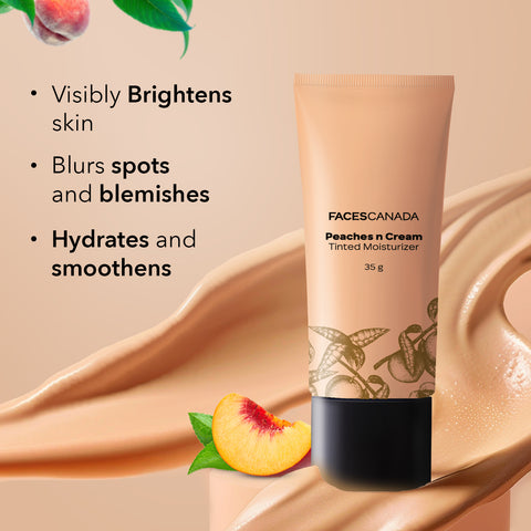 FACES CANADA Peaches N Cream Tinted Moisturizer Mini - Light 01, Mini Size (18 gm) | Soft Peachy, Natural Glow | Lightly Tinted BB Cream | Non Oily Lightweight Gel Formula | Blends Easily | Suitable For All Skin Types