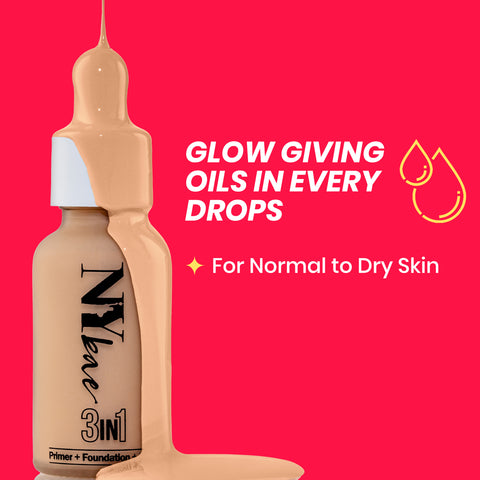 NY Bae 3 IN 1 Serum Foundation - Cool Vanilla 02 (30 ml) | Infused with Primer | Moisturising I Glowing Korean Skin I Celeb Glow | Dewy Makeup | Evens Skin Tone | Ultra Glow