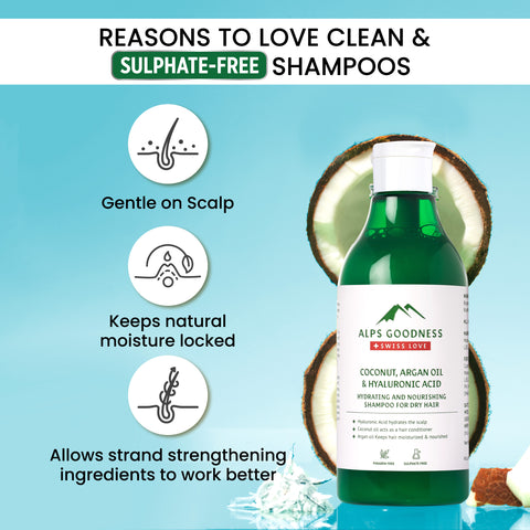 Alps Goodness Coconut, Argan Oil & Hyaluronic Acid Hydrating & Nourishing Shampoo for Dry Hair (290 ml)