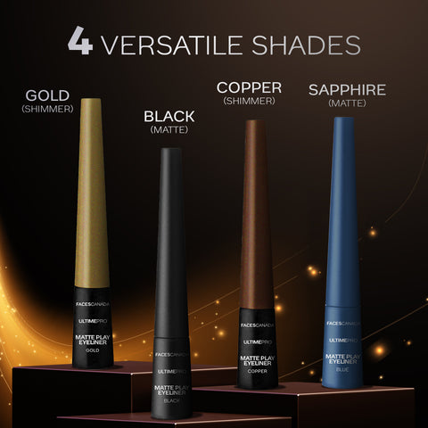 FACES CANADA Ultime Pro Matte Play Eyeliner - Copper, 2.5 ml | Quick Dry | Shimmer Finish | 24 Hr Long Lasting Formula | Precise Felt Tip | Highly Pigmented | Waterproof, Smudgeproof & Sweatproof