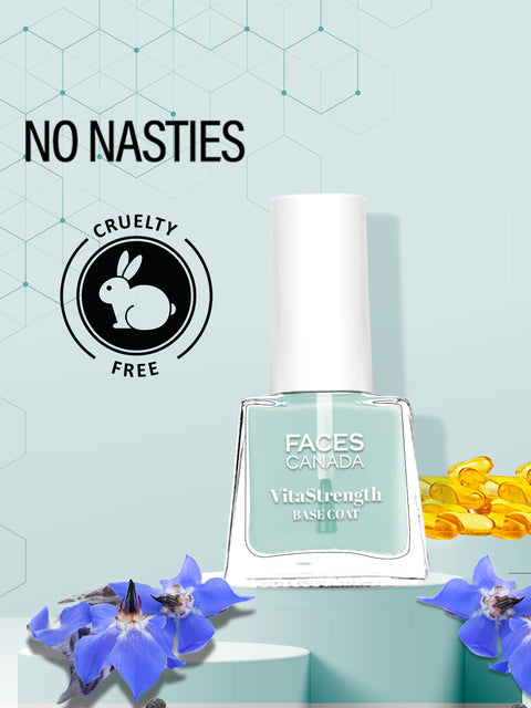 FACES CANADA VitaStrength Base Coat, 5 ml | Strengthens Nails | Brightens | Multivitamin | Borage Oil | Instantly Smoothens | Hydrates | Cruelty-free