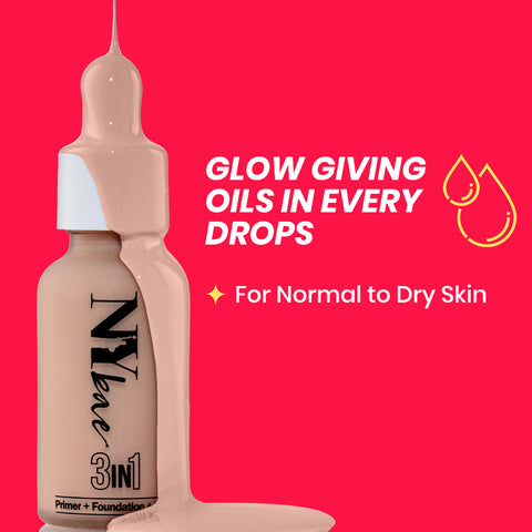 NY Bae 3 IN 1 Serum Foundation - Cool Cashew 04 (30 ml) | Infused with Primer | Moisturising I Glowing Korean Skin I Celeb Glow | Dewy Makeup | Evens Skin Tone | Ultra Glow