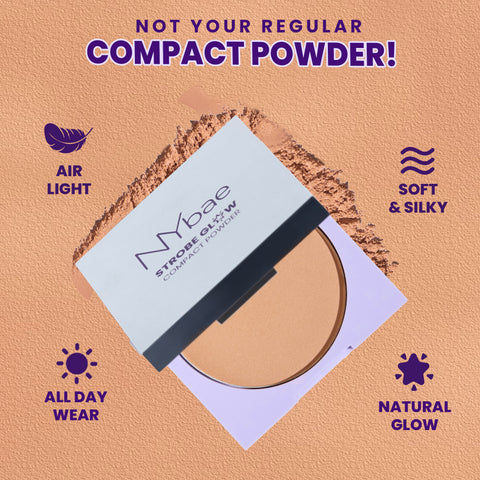 NY Bae Strobe Glow Compact Powder – Soft Gold 03 (8.5 gm) Fair-Medium Skin Tone