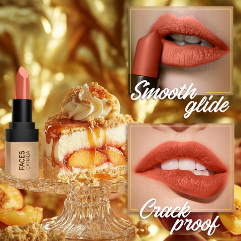 FACES CANADA Comfy Matte Velvet Touch Lipstick - Peach Cobbler 07, 4.2 gm | Velvety Matte Finish | 8HR Longstay | Intense Colour | Hydrating Lips | Smooth Application | Foodproof & Crackproof