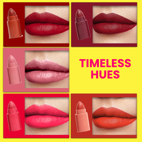 NY Bae 5 IN 1 Lipstick - Timeless Hues 03 (6.5 gm) | Creamy Matte | Lip Crayon | Multi-use: Blush, Eyeshadow, Lip Liner, Bronzer | Pink, Red & Nude Shades | Travel Kit