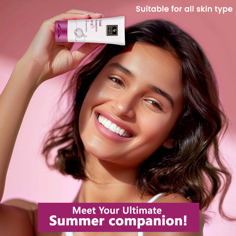 Good Vibes Red Onion Tinted Sunscreen SPF 50 | PA++++ | 5% Red onion Extract | Natural Shield | Glass Skin Effect | UV A & UV B Protection | Blue Light Protection | Sun Cream | Sunblock Sunscreen (50 gm)