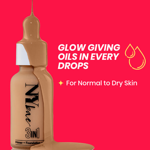 NY Bae 3 IN 1 Serum Foundation - Warm Honey 14 (30 ml) | Infused with Primer | Moisturising I Glowing Korean Skin I Celeb Glow | Dewy Makeup | Evens Skin Tone | Ultra Glow