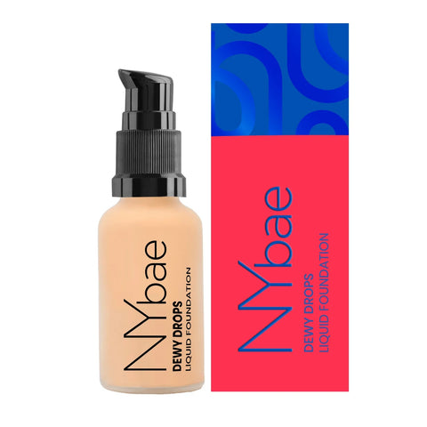 NY Bae Dewy Drops Foundation - Latte 02 (30 ml) | Fair Skin | Warm Undertone | Full Coverage | Long Lasting | Non-Transfer