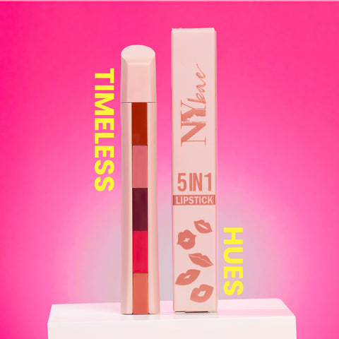 NY Bae 5 IN 1 Lipstick - Timeless Hues 03 (6.5 gm) | Creamy Matte | Lip Crayon | Multi-use: Blush, Eyeshadow, Lip Liner, Bronzer | Pink, Red & Nude Shades | Travel Kit