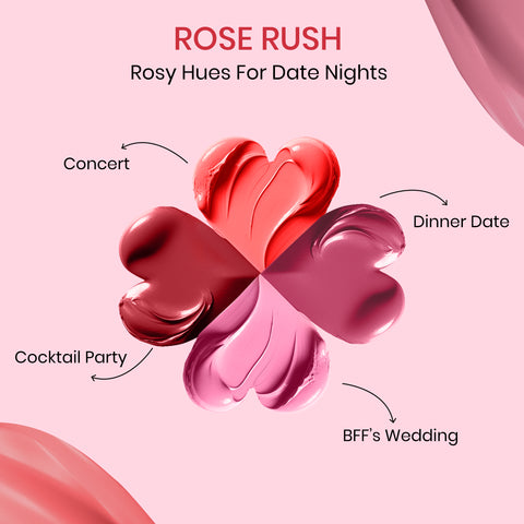 NY Bae 4 IN 1 Lip Play Liquid Lipstick - Rose Rush (4 ml) | Matte Lips | Super Pigmented | Multi-Use | Maroon & Red Shades | Travel Kit