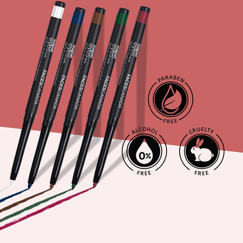 FACES CANADA Magneteyes Color Kajal - White Serenity, 0.30 gm | Highly Pigmented Kohl | 12HR Long Stay | Single Stroke Glide | Waterproof & Smudgeproof | Almond Oil Enriched