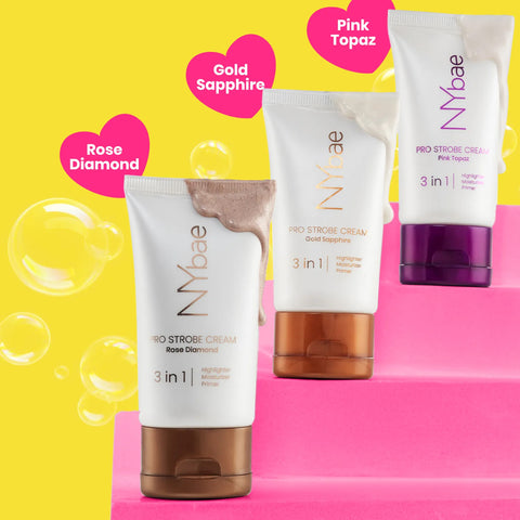 NY Bae PRO Strobe Cream - Rose Diamond (30 gm) | Primer + Highlighter + Moisturizer | Dewy Makeup | Glowing Korean Skin | Liquid Highlighter | Intense Glow | Value Pack | Best Suited For Normal To Dry Skin