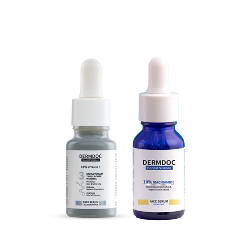 DERMDOC by Purplle Glow Boosters | 10% Niacinamide Face Serum (15 ml) |10% Vitamin C Face Serum (12 ml)
