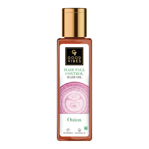 Good Vibes Onion Hairfall Control Oil | Strengthening | Hair Growth | No Parabens, No Sulphates, No Mineral Oil, No Animal Testing (100 ml)