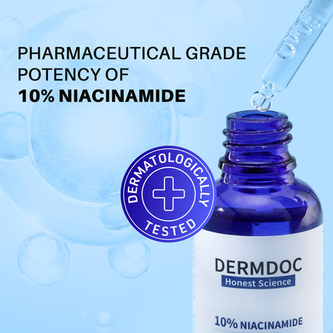 DERMDOC by Purplle 10% Niacinamide Face Serum (15 ml) | Skin Brightening | Fades Dark Spots| Niacinamide Face Serum I Niacinamide for Oily Skin