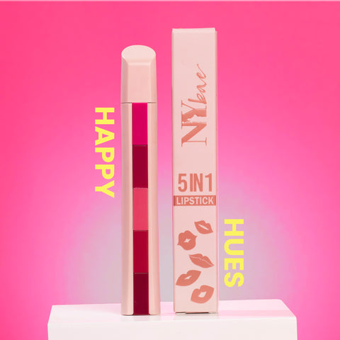NY Bae 5 IN 1 Lipstick - Happy Hues 01 (6.5 gm) | Creamy Matte | Lip Crayon | Multi-use: Blush, Eyeshadow, Lip Liner, Bronzer | Pink & Red Shades | Travel Kit