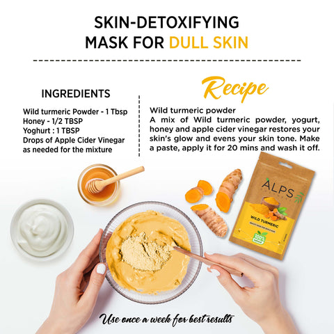 Alps Goodness Powder - Wild Turmeric (50 gm) | 100% Natural Kasturi Haldi Powder | No Chemicals, No Preservatives, No Pesticides | Face Mask for Even Toned Skin & Glow