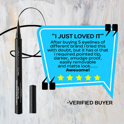 FACES CANADA Ultime Pro A Matte Made in Heaven Ink Eyeliner - Black, 1.2 ml | Fine Tip Precision | 24HR Long Stay | Waterproof, Smudgeproof & Transferproof