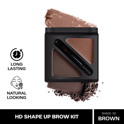FACES CANADA HD Shape Up Brow Kit - Brown 02, 2.8 gm | Eyebrow Duo Kit - Wax & Powder With Brush | Long-Lasting | Precise & Natural Looking | Rich Color Payoff | Shaped & Defined Brows | Cruelty-free