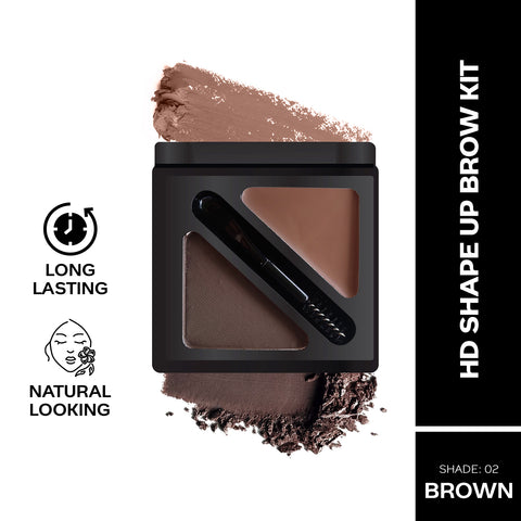 FACES CANADA HD Shape Up Brow Kit - Brown 02, 2.8 gm | Eyebrow Duo Kit - Wax & Powder With Brush | Long-Lasting | Precise & Natural Looking | Rich Color Payoff | Shaped & Defined Brows | Cruelty-free