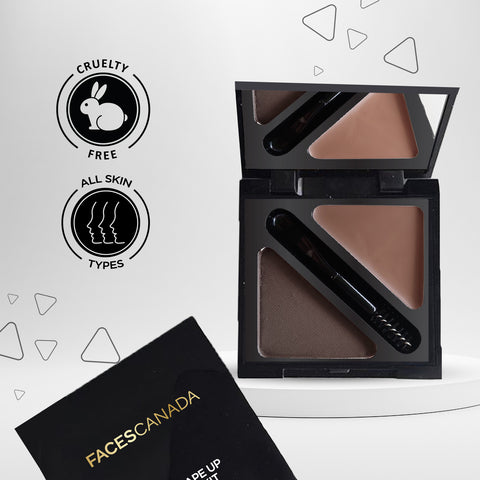 FACES CANADA HD Shape Up Brow Kit - Brown 02, 2.8 gm | Eyebrow Duo Kit - Wax & Powder With Brush | Long-Lasting | Precise & Natural Looking | Rich Color Payoff | Shaped & Defined Brows | Cruelty-free