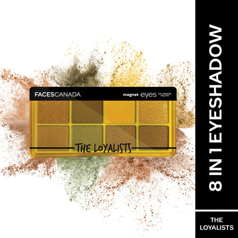 FACES CANADA Magneteyes 8 in 1 Eyeshadow Palette - The Loyalists, 6.4 gm | Shimmer & Matte Shades | Long Lasting & Intensely Pigmented | Buttery Soft Lightweight Texture | Smooth & Easily Blendable