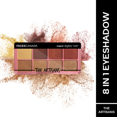 FACES CANADA Magneteyes 8 in 1 Eyeshadow Palette - The Artisans, 6.4 gm | Shimmer & Matte Shades | Long Lasting & Intensely Pigmented | Buttery Soft Lightweight Texture | Smooth & Easily Blendable