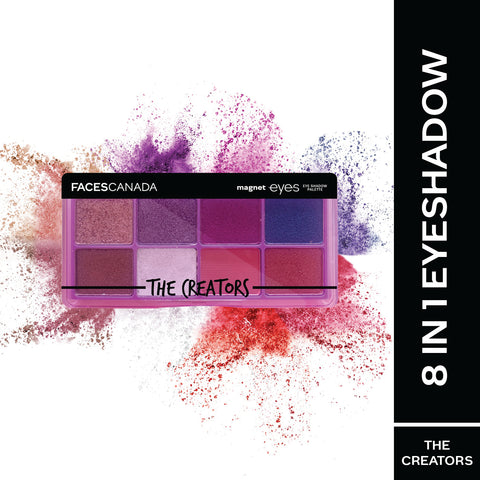 FACES CANADA Magneteyes 8 in 1 Eyeshadow Palette - The Creators, 6.4 gm | Shimmer & Matte Shades | Long Lasting & Intensely Pigmented | Buttery Soft Lightweight Texture | Smooth & Easily Blendable