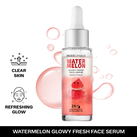 FACES CANADA Watermelon Glowy Fresh Face Serum, 27 ml | Niacinamide & Alpha-Arbutin | Lightweight Refreshing Biphasic Serum For All Skin Types | No Dark Spots & Hyperpigmentation | Radiant Clear Skin