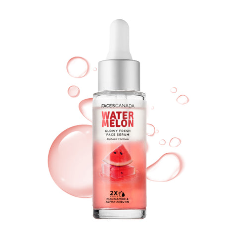 FACES CANADA Watermelon Glowy Fresh Face Serum, 27 ml | Niacinamide & Alpha-Arbutin | Lightweight Refreshing Biphasic Serum For All Skin Types | No Dark Spots & Hyperpigmentation | Radiant Clear Skin