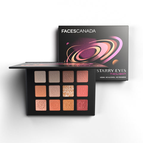 FACES CANADA Starry Eyes Eye Shadow Palette - Twilight 02, 16 gm | Shimmer & Matte Shades | Long Lasting & Highly Pigmented | Smudge Proof & Sweat Resistance | One Stroke Application | Luxurious Finish