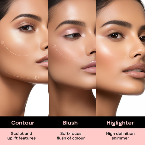 FACES CANADA Second Skin 4 in 1 Face Palette, 14.5g | Blush + Contour + Highlighter | Lightweight & Highly Pigmented | Luxurious Velvet Finish | Silky Smooth Texture | Easy To Blend