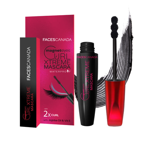 FACES CANADA Magneteyes Curl Xtreme Mascara - Black, 8 gm | Curls Lashes | Waterproof | Quick Drying | Long Wear | Intense Black Finish | Lightweight | Enriched With Jojoba Oil & Vitamin B