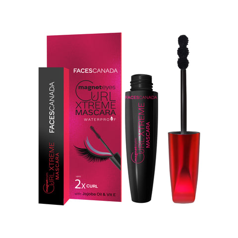 FACES CANADA Magneteyes Curl Xtreme Mascara - Black, 8 gm | Curls Lashes | Waterproof | Quick Drying | Long Wear | Intense Black Finish | Lightweight | Enriched With Jojoba Oil & Vitamin B