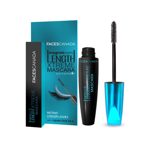 FACES CANADA Magneteyes Length Xtreme Mascara - Black, 8 gm | Volumizes Lashes | Waterproof | Quick Drying | Long Wear | Intense Black Finish | Lightweight | Enriched With Jojoba Oil & Vitamin B