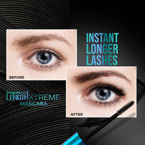 FACES CANADA Magneteyes Length Xtreme Mascara - Black, 8 gm | Volumizes Lashes | Waterproof | Quick Drying | Long Wear | Intense Black Finish | Lightweight | Enriched With Jojoba Oil & Vitamin B